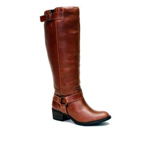 New Cognac Leather Ring Harness Riding Boot